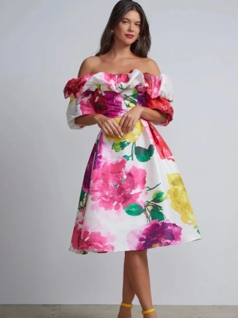 New York & Company | Off-Shoulder Floral Print Midi Dress